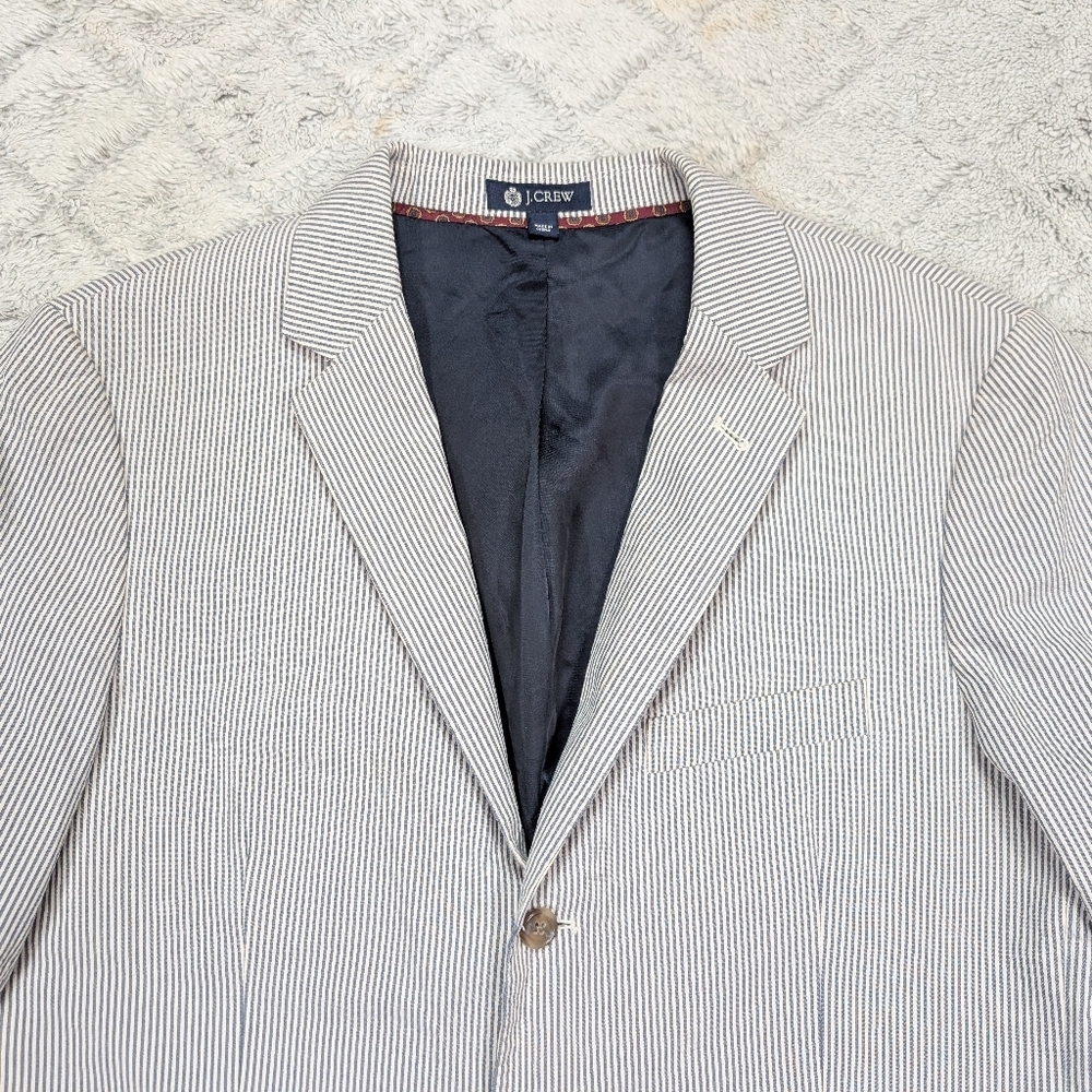 J. Crew Jacket Mens 46 L Blue Pinstripe Legacy Sportcoat 3 Button Business - Picture 2 of 11